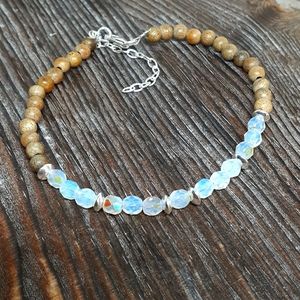 Aaa moonstone/sandalwood/ sterling silver bracelet